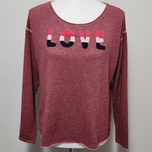 Sundry pink heather terrycloth LOVE sweatshirt size 2 (medium 8-10)